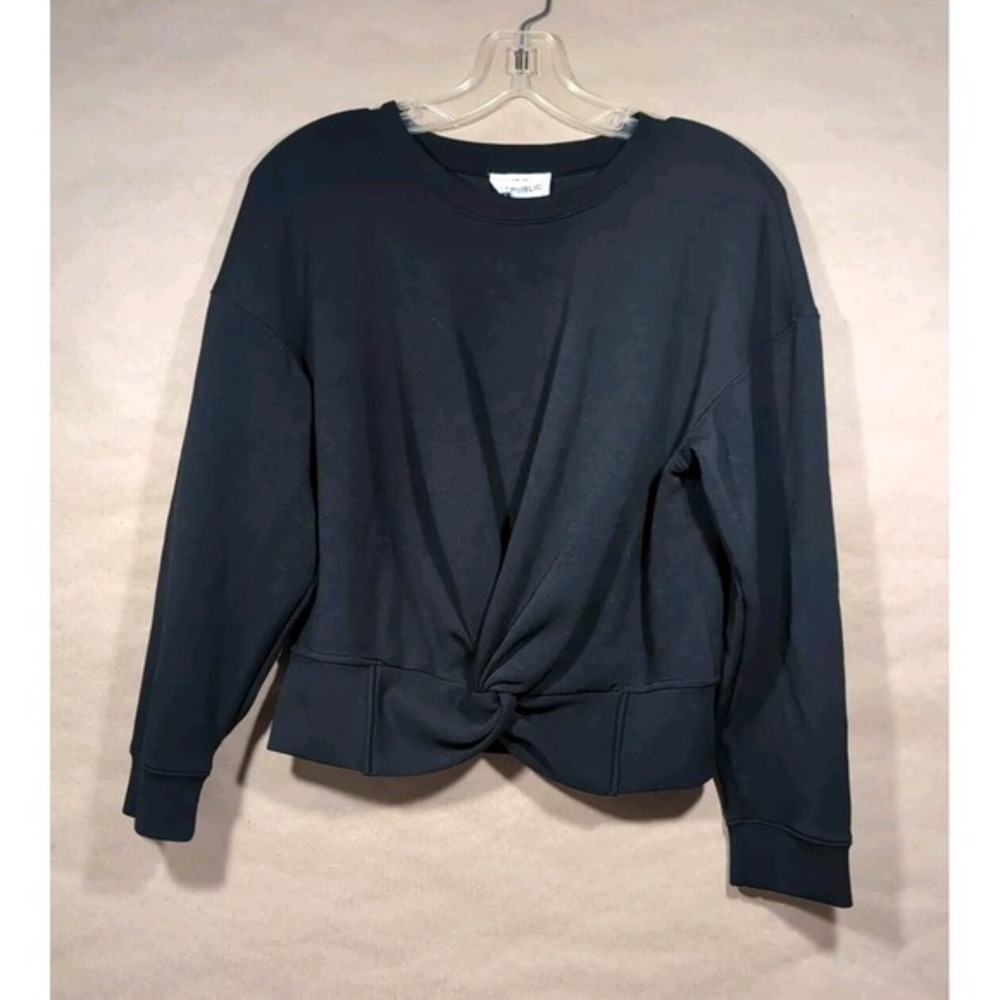 For The Republic Modal Women's Long Sleeve Twist Cropped Shirt | Black | Medium